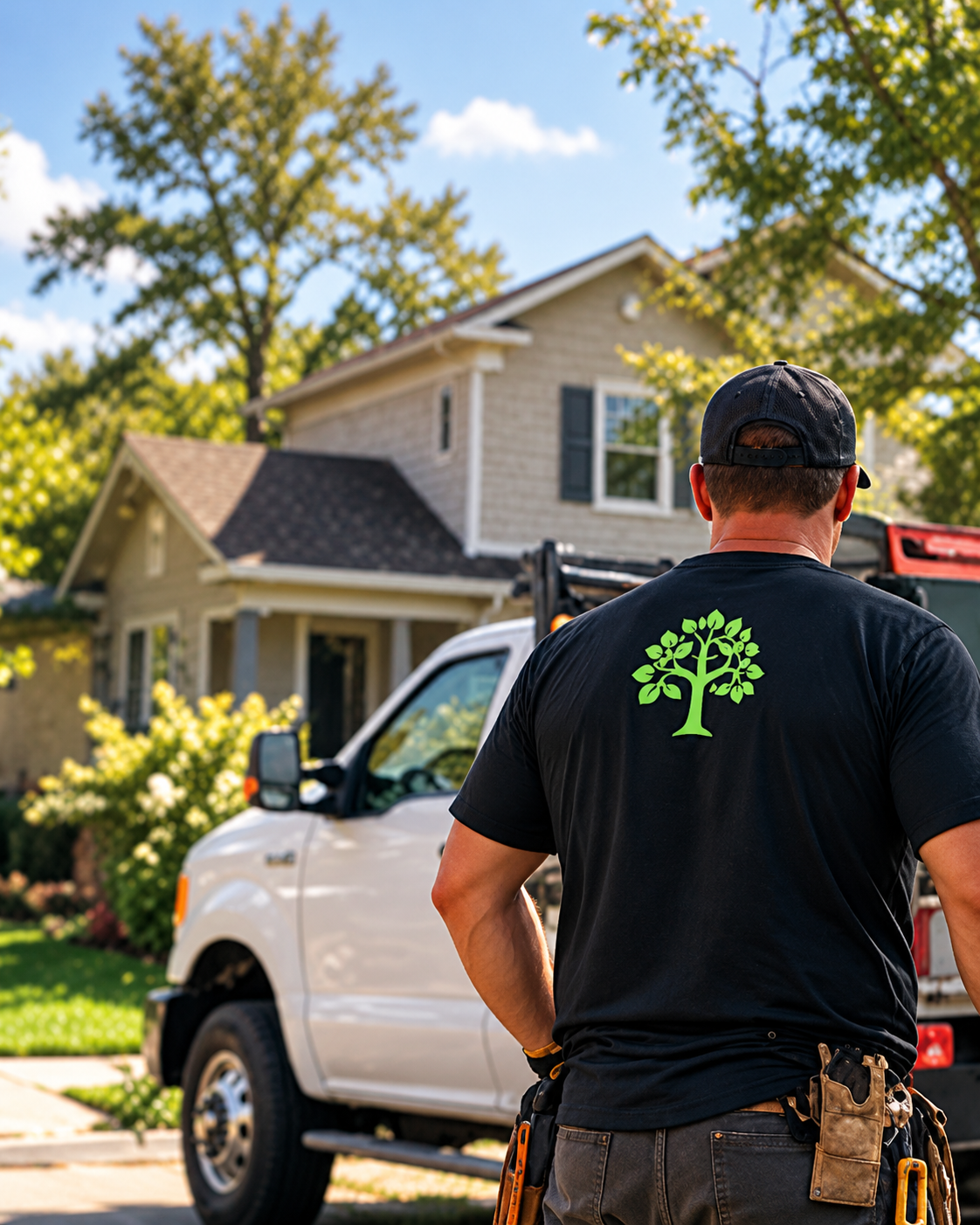 Professional tree-service crew